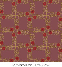 Seamless floral geometrical pattern with branches of Adonis flower.
