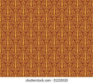 Seamless floral gold and purple pattern. Clipping mask is used.