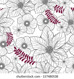 Seamless floral gray pattern