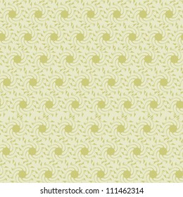 Seamless floral green background with waves