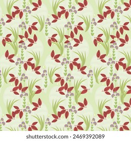 Patrón de Vector verde floral sin costuras