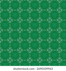 Forma de diamante geométrico de padrão liso verde e branco floral