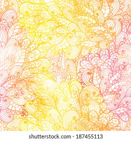 Seamless floral grunge  orange and pink gradient pattern. Eps10