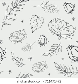 Seamless floral hand drawn detailed pattern 