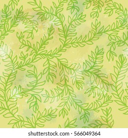 Seamless floral hand drawn green ornament