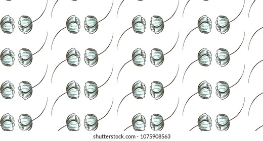Seamless floral hand drawn pattern. Sketched flower print in soft colors - vector background