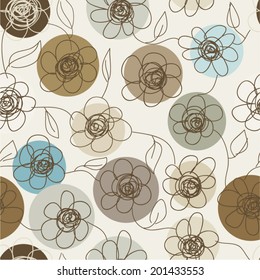 Seamless floral hand drawn pattern. Abstract flowers colorful background