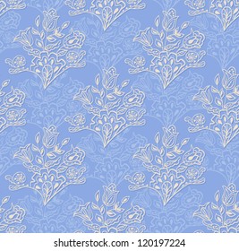 Seamless floral hand-drawn pattern. Seamless pattern can be used for wallpaper, pattern fills, web page background,surface textures. Floral textile background