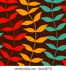 Seamless floral hand-drawn pattern, leaf background seamlessly tiling. Retro pattern with leaf. Organic ornament can be used as wallpaper.