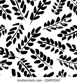 Seamless floral hand-drawn pattern, leaf background (seamlessly tiling). Retro pattern with leaf. Organic and floral ornament. Floral texture with hand drawn flowers and plants.