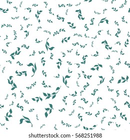 Seamless floral hand-drawn pattern, leaf background. Retro pattern with leaves. Organic ornament can be used as wallpaper. Vector illustration