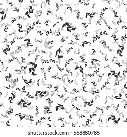 Seamless floral hand-drawn pattern, leaf background. Retro pattern with leaves. Organic ornament can be used as wallpaper. Vector illustration