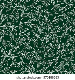 Seamless floral hand-drawn pattern, leaf background. Retro pattern with leaves. Organic ornament can be used as wallpaper. Vector illustration