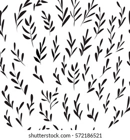 Seamless floral hand-drawn pattern, leaf background (seamlessly tiling). Retro pattern with leaf. Organic ornament can be used as wallpape