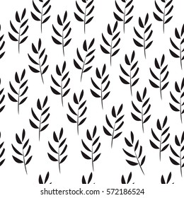 Seamless floral hand-drawn pattern, leaf background (seamlessly tiling). Retro pattern with leaf. Organic ornament can be used as wallpape