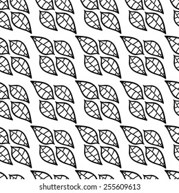 Seamless floral hand-drawn pattern. Retro pattern with leaf.