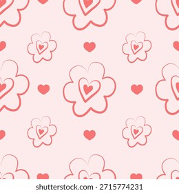 Patrón de Formas de corazón floral sin fisuras para el fondo de San Valentín. 