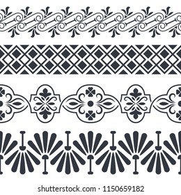 Seamless floral horizontal border vector template. Ornament repeating divider.