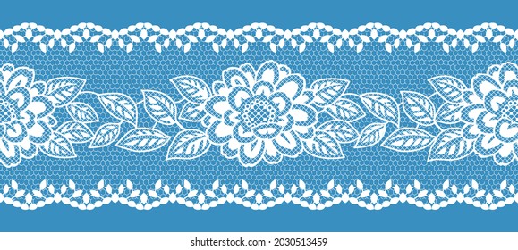 Seamless floral lace border. Vector illustration.