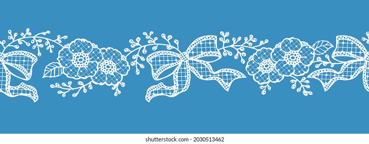 Seamless floral lace border. Vector illustration.