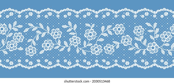 Borde de encaje floral impecable. Ilustración vectorial.