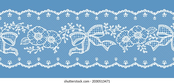 Seamless floral lace border. Vector illustration.