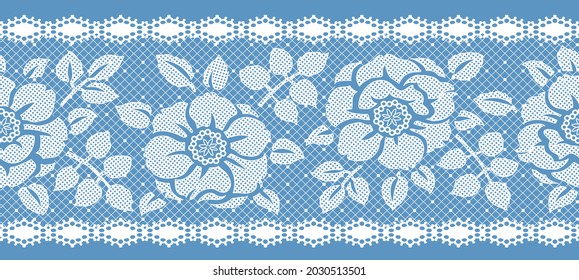 Seamless floral lace border. Vector illustration.