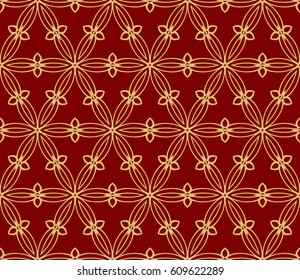 seamless floral lace pattern. Geometric ornament. abstract vector illustration. gold on red. for design invitation, background, wallpaper, fabric, textile