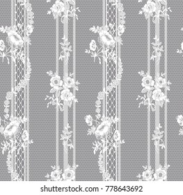 Seamless Floral Lace Pattern, Vector Illustration