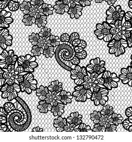 Seamless Floral Lace Pattern. Vintage Textile Background.