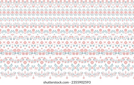 Seamless floral lace style decoration background border pink light blue