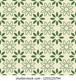Seamless Floral leaf Pattern green Vector Illustration, Abstract nature summer plant ornament graphic design background