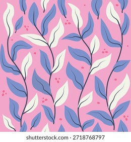 Seamless Floral Leaf Pattern in Pastel Colors