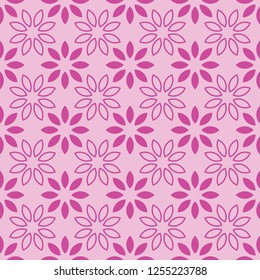 Seamless Floral leaf Pattern Pink and Rose Vector Illustration, Abstract nature summer plant ornament graphic design background