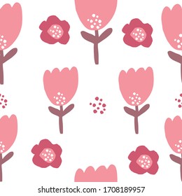 Seamless floral leaf pattern. Stylish repeating texture. Repeating texture pink.