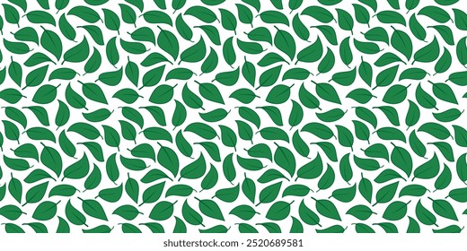 Seamless Floral Leaf Wallpaper Background. Flat Style Botanical Design Isolated on White, for Editable and Scalable Vector Illustration EPS File, Ideal for Print or Graphic Design