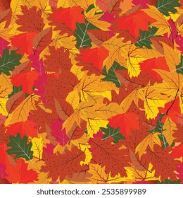 Seamless floral leaves pattern autumn leaf trendy background