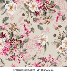 Seamless floral leaves pattern design art work.