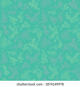 Seamless Floral Leaves Pattern for Seamless Textile Print with Sketchy Drawing Foliage