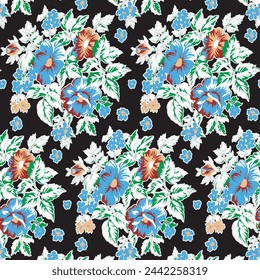 seamless floral and leaves pattern for textile prints.