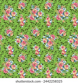 seamless floral and leaves pattern for textile prints.