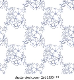Patrón de arte de línea floral sin costuras