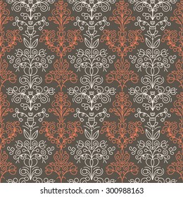 Seamless floral linear pattern. Vector background