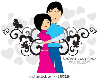 seamless floral, macro background with cute romantic couple