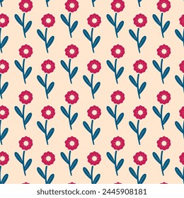 seamless Floral minimal pattern Daisy flowers for surface pattern design, print, wallpaper