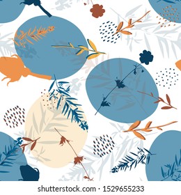Seamless floral modern pattern. Great for wallpaper, fabric, packaging, surface decor and more