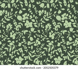 Seamless floral mono print background repeat. Rotary repeats for textile print.