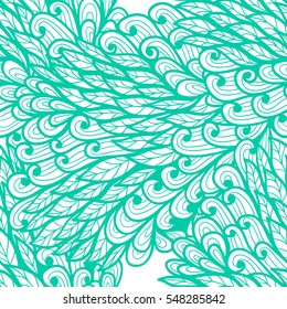 Seamless floral monochrome blue doodle pattern