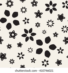 Seamless floral monochrome pattern