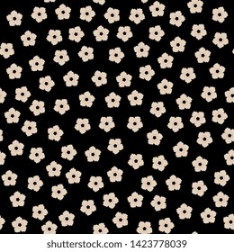 Seamless floral monochrome pattern with small stylized flowers.